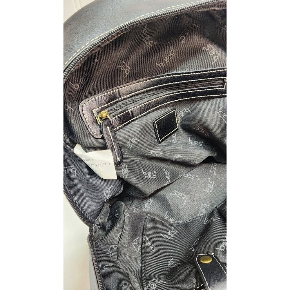 B.O.C. Black Faux Leather Mini Backpack Purse With Adjustable Straps & Gold Acce - Picture 11 of 15